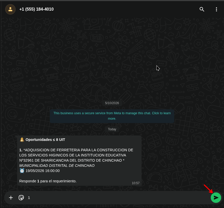 Alerta de licitación recibida